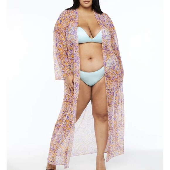 SAVAGE X FENTY CYBER CAT LONG ROBE Sharp Blue Panty Bra 3 PC SET LOT XL / 1X - Picture 9 of 12